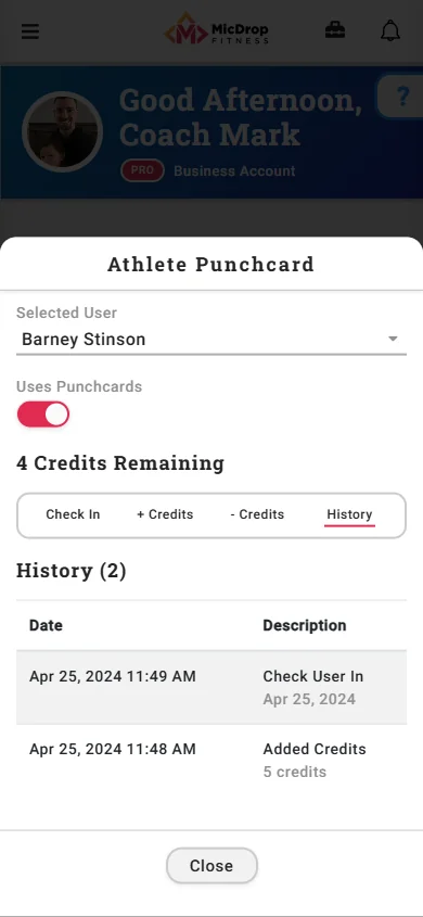 Athlete Punchcards